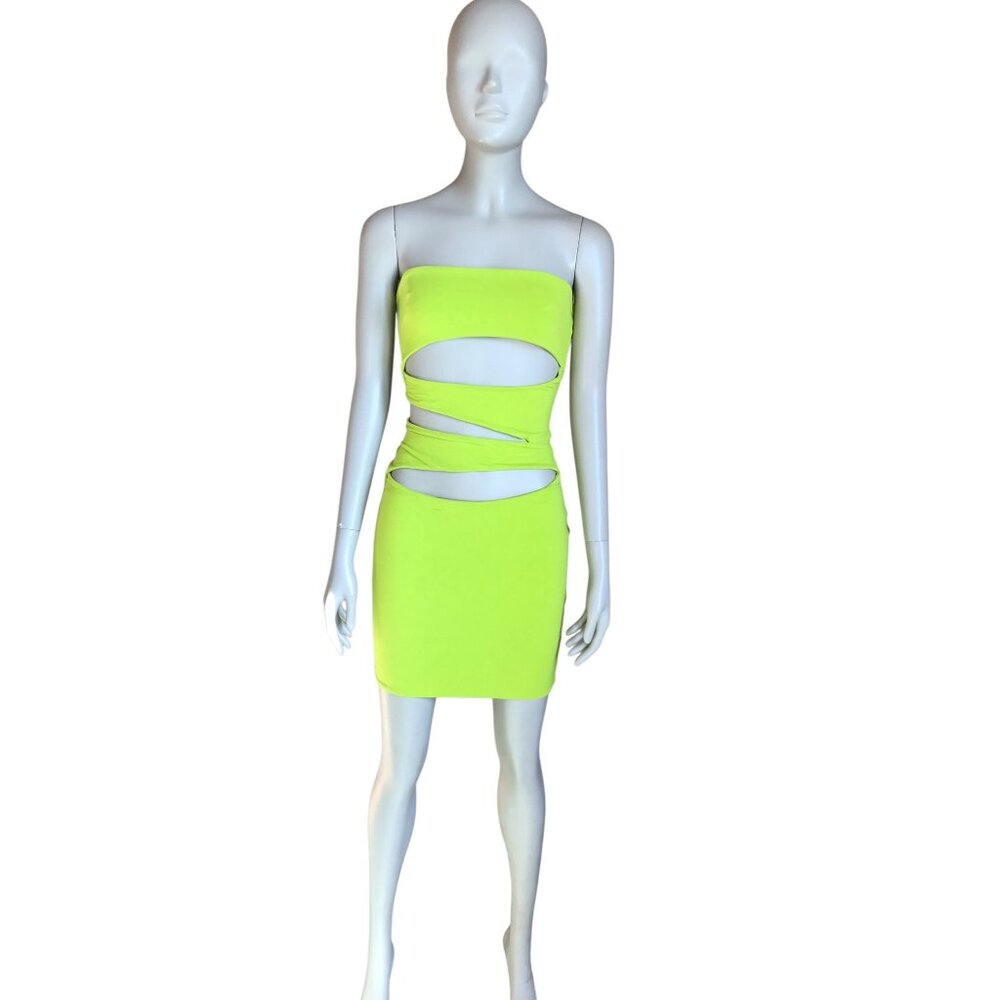Oh Polly Lime Green Cutout Bodycon Dress